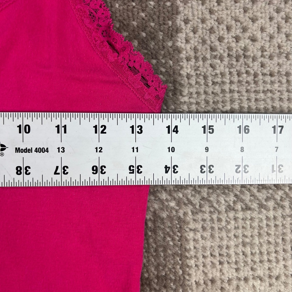 Y2K Hollister Womens Hot Pink Lace Trim Racerback Tank Top Size L Ribbed - Picture 5 of 6